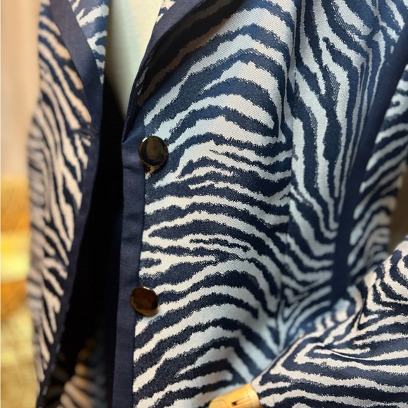 Isabella Navy and Gray Zebra Print Blazer - Picture 2 of 10